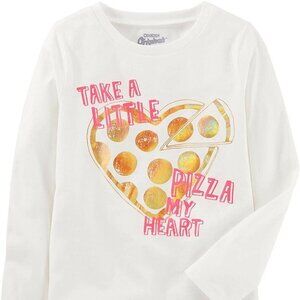 OshKosh Originals Pizza My Heart Long Sleeved Tee, White, Size 8